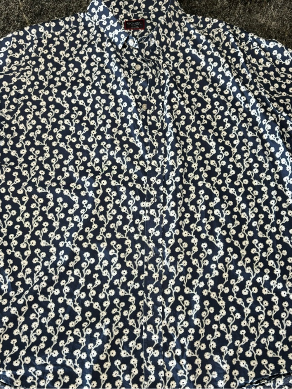 UNTUCKit Navy and White Floral Print Button-Down Shirt